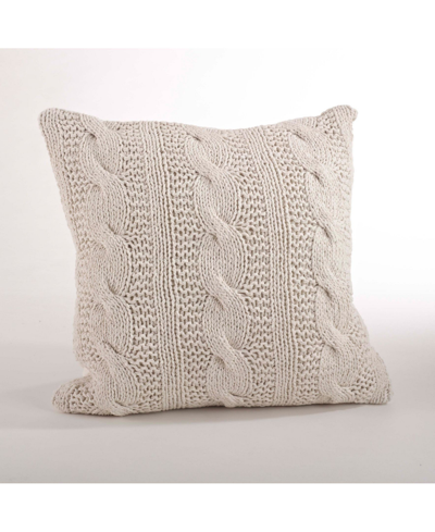Shop Saro Lifestyle Cable Knit Decorative Pillow, 20" X 20" In Ivory/cream