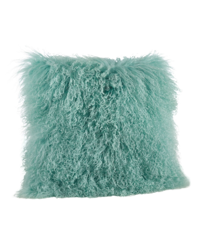 Shop Saro Lifestyle Mongolian Wool Lamb Fur Decorative Pillow, 20" X 20" In Green