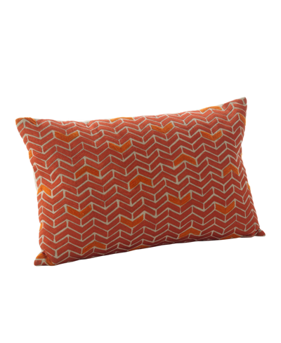 Shop Saro Lifestyle Chevron Design Cotton Throw Pillow, 14" X 20" In Orange