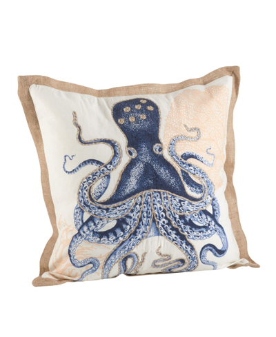Shop Saro Lifestyle Octopus Printed Decorative Pillow, 20" X 20" In Blue