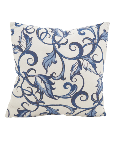 Shop Saro Lifestyle Scrolling Vines Decorative Pillow, 18" X 18" In Blue