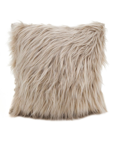 Shop Saro Lifestyle Long Haired Faux Fur Decorative Pillow, 18" X 18" In Tan/beige