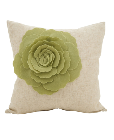 Shop Saro Lifestyle Rose Flower Statement Throw Pillow, 18" X 18" In Green
