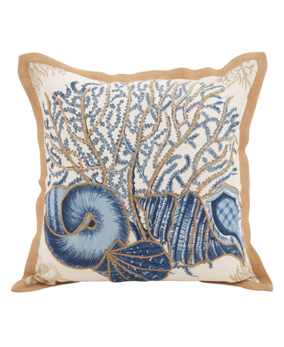 Shop Saro Lifestyle Seashells Decorative Pillow, 20" X 20" In Blue