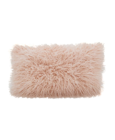 Shop Saro Lifestyle Mongolian Faux Fur Decorative Pillow, 12" X 20" In Pink