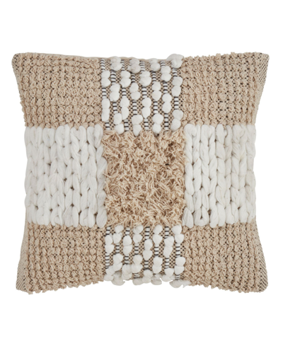 Shop Saro Lifestyle Moroccan Cross Decorative Pillow, 18" X 18" In Tan/beige