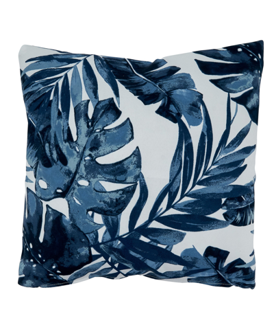 Shop Saro Lifestyle Tropical Leaf Indoor/outdoor Decorative Pillow, 17" X 17" In Blue