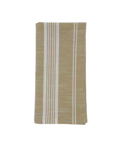 Shop Saro Lifestyle Striped Napkin Set Of 4 In Tan/beige