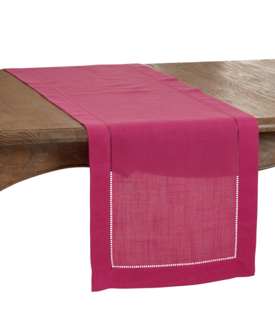 Shop Saro Lifestyle Runner With Hemstitched Border In Pink