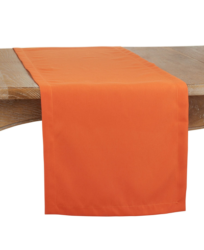 Shop Saro Lifestyle Everyday Design Solid Color Table Runner, 90" X 16" In Orange
