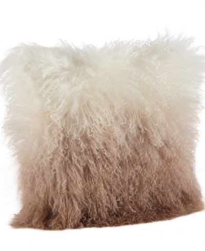 Shop Saro Lifestyle Ombre Lamb Fur Decorative Pillow, 20" X 20" In Tan/beige