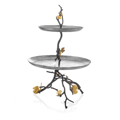 Shop Michael Aram Butterfly Gingko 2 Tier Etagere In White