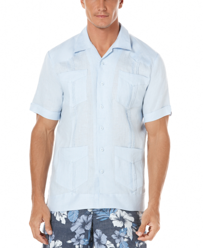 Shop Cubavera Short-sleeve 4-pocket 100% Linen Guayabera Shirt In Blue