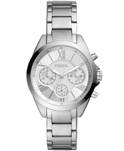 Shop Fossil Women's Modern Courier Chronograph Stainless Steel Silver-tone Watch 36mm In Gray