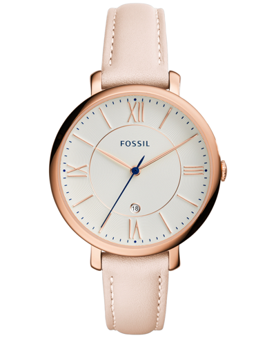 Shop Fossil Women's Jacqueline Blush Leather Strap Watch 36mm Es3988 In Pink