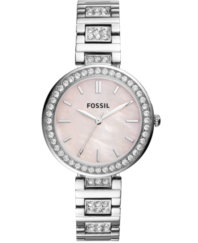 Shop Fossil Women's Karli Three Hand Stainless Steel Silver-tone Watch 34mm In Gray