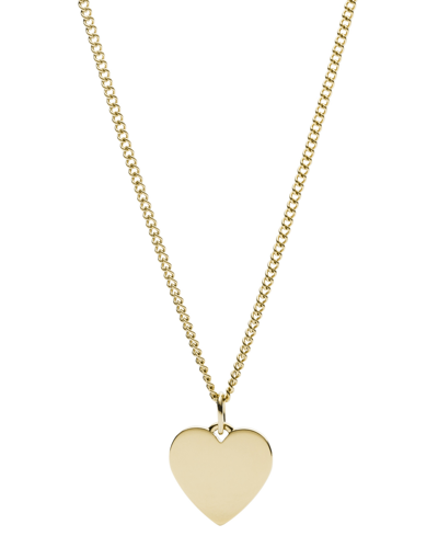 Shop Fossil Lane Heart Stainless Steel Necklace In Yellow