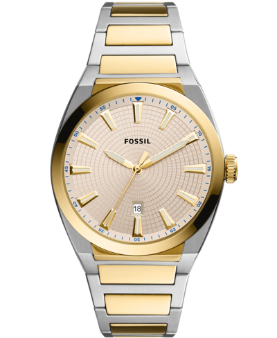 Shop Fossil Men's Everett Two-tone Stainless Steel Bracelet Watch 42mm