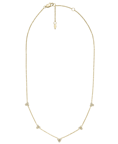 Shop Fossil Sutton Trio Glitz Gold-tone Stainless Steel Station Necklace In Yellow