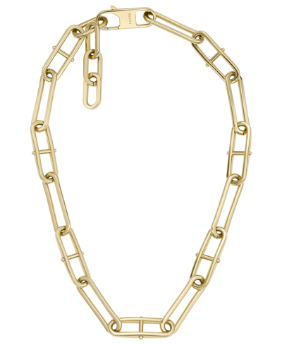 Shop Fossil Heritage D Link Gold-tone Stainless Steel Chain Necklace In Yellow