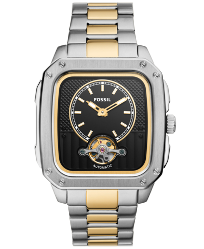 Shop Fossil Men's Inscription Automatic Two-tone Stainless Steel Bracelet Watch, 42mm In Multi