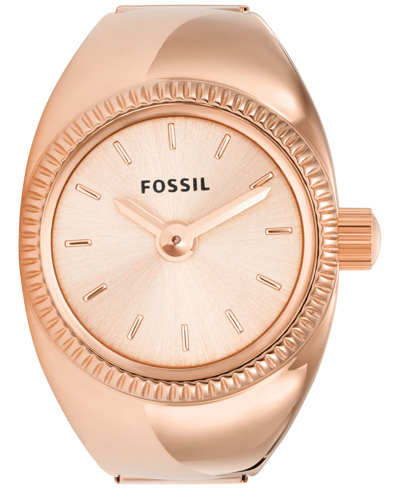 Shop Fossil Women's Ring Watch Two-hand Rose Gold-tone Stainless Steel Bracelet Watch, 15mm In Pink