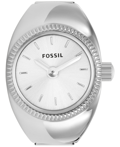 Shop Fossil Women's Ring Watch Two-hand Silver-tone Stainless Steel Bracelet Watch, 15mm In Gray