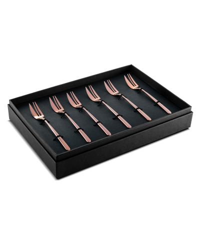 Shop Mepra Linea Cake Fork Box Set, 6 Piece In Gold