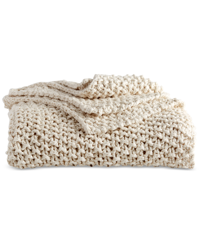 Shop Dkny Pure Cotton Chunky Knit Throw Bedding In Tan/beige