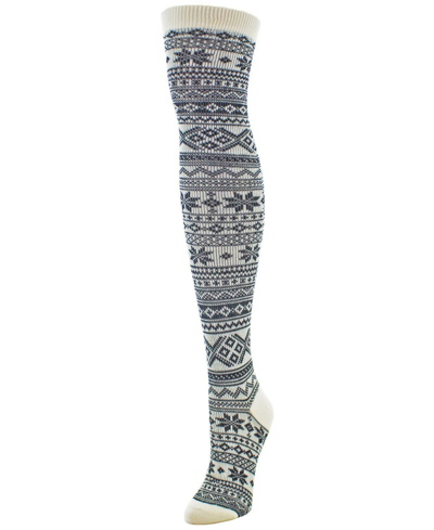 Shop Memoi Women's Snow Flakes Stripes Over The Knee Socks In Multi