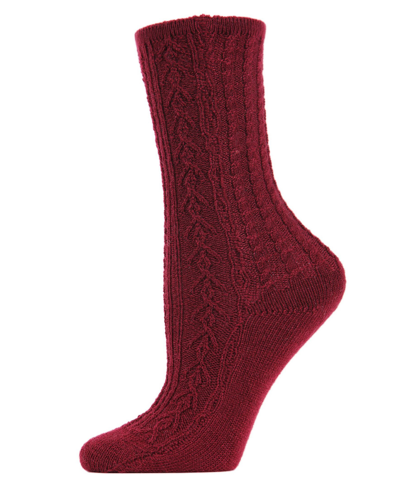 Shop Memoi Classic Day Knit Women's Crew Socks In Red
