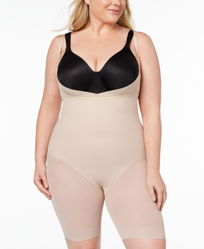 Shop Miraclesuit Women's Extra Firm Tummy-control Open Bust Thigh Slimming Body Shaper 2781 In Tan/beige
