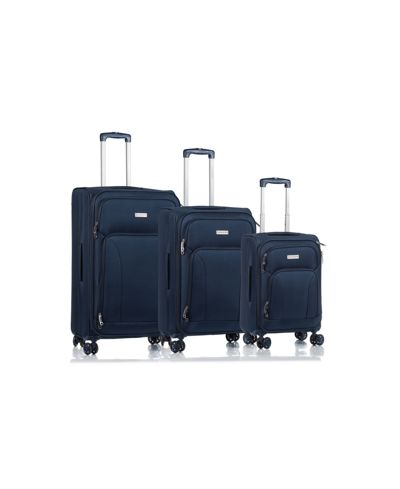 Shop Champs 3-pc. Travelers Softside Luggage Set In Blue