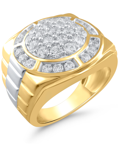 Shop Macy's Men's Diamond Round Cluster Ring (2 Ct. T.w.) In 10k Gold & White Gold