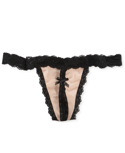 Shop Hanky Panky After Midnight Racy Illusion Crotchless G-string 251302 In Tan/beige