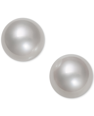 Shop Belle De Mer Pearl Earrings, 14k Gold Aaa Cultured Freshwater Pearl Stud (11mm) In White