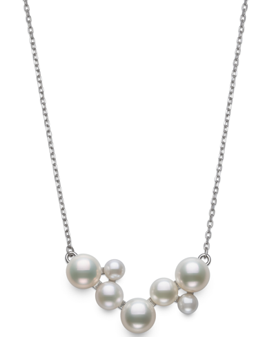 Shop Belle De Mer Cultured Freshwater Button Pearl (4-8mm) Cluster Collar Necklace In Sterling Silver, 16 In White