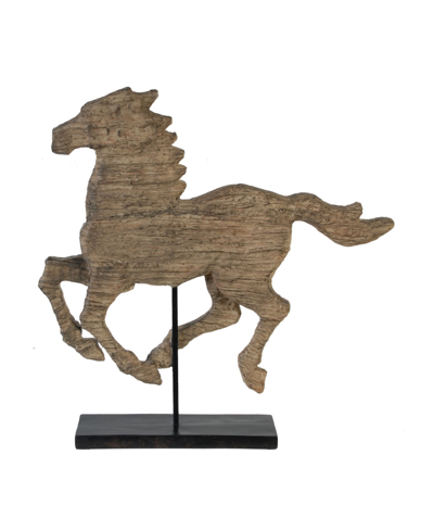 Shop Ab Home Defiance Spirited Polyresin Horse Accent, Large In Tan/beige