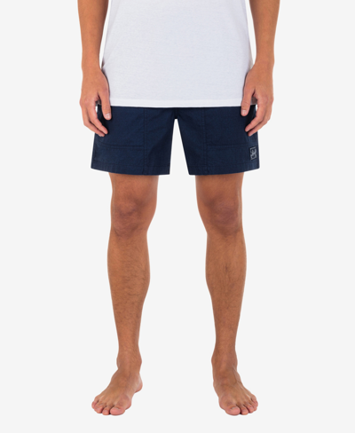 Shop Hurley Men's Baja Slub Volley Drawcord Shorts In Blue