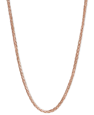 Shop Macy's 14k Rose Gold Necklace, 16" Diamond Cut Wheat Chain (9/10mm) In Pink