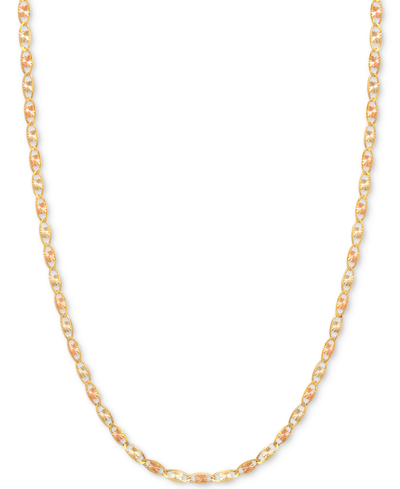 Shop Italian Gold 18" Tri-color Valentina Chain Necklace (1/5mm) In 14k Gold, White Gold & Rose Gold