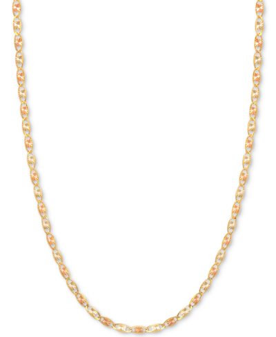 Shop Italian Gold 16" Tri-color Valentina Chain Necklace (1/5mm) In 14k Gold, White Gold & Rose Gold