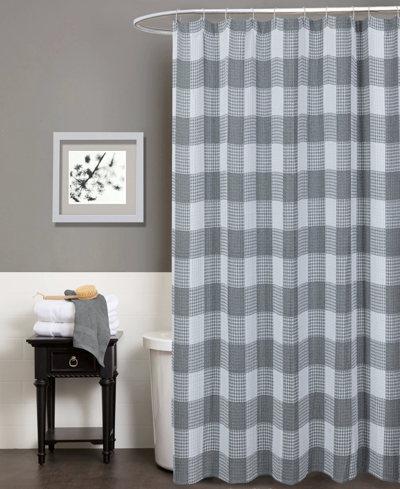 Shop Dainty Home Imperial Checkered Shower Curtain, 70" W X 72" L Bedding In Silver