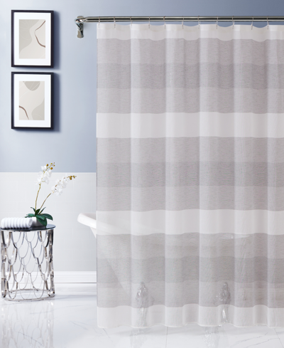 Shop Dainty Home Chelsea Striped Shower Curtain, 70" W X 72" L Bedding In Silver