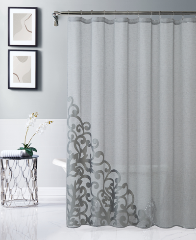 Shop Dainty Home Natalie Shower Curtain, 70" W X 72" L Bedding In Silver