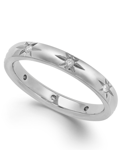 Shop Marchesa Star By  Diamond Star Wedding Band In 18k White Gold (1/8 Ct. T.w.), Created For Macy's