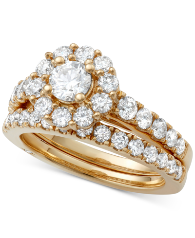 Shop Marchesa Certified Diamond Bridal Set (2 Ct. T.w.) In 18k Gold, White Gold Or Rose Gold, Created For Macy's In Yellow