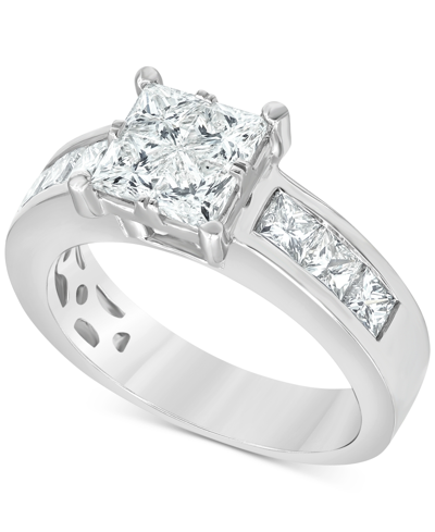 Shop Macy's Diamond Princess Engagement Ring (2 Ct. T.w.) In 14k White Gold