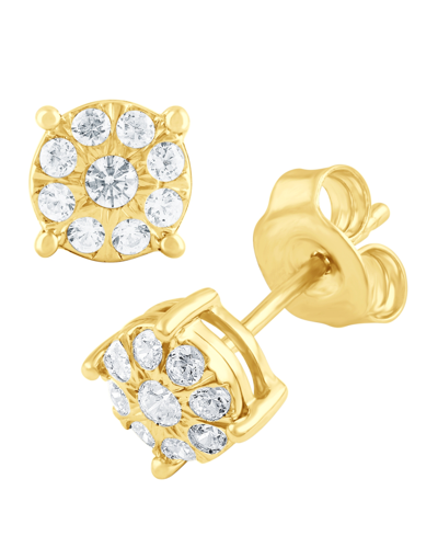 Shop Macy's Diamond Stud (1/4 Ct. T.w.) In 14k White, Yellow Or Rose Gold