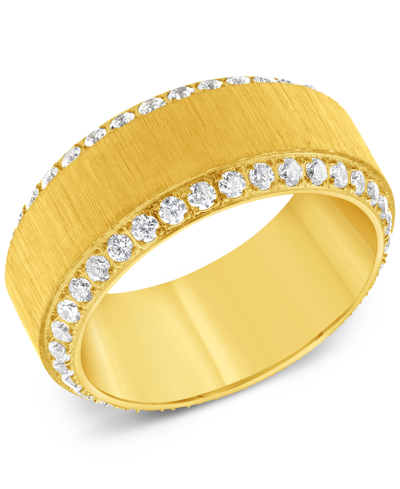 Shop Blackjack Men's Cubic Zirconia Textured Band In Yellow Ion-plated Stainless Steel In Gold
